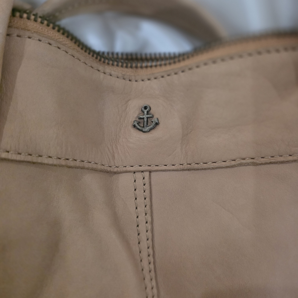 Tan Leather Bag with Anchor Logo